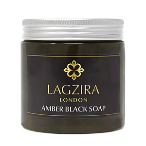 Organic Moroccan Beldi Black Soap With Amber 200g - Lagzira London