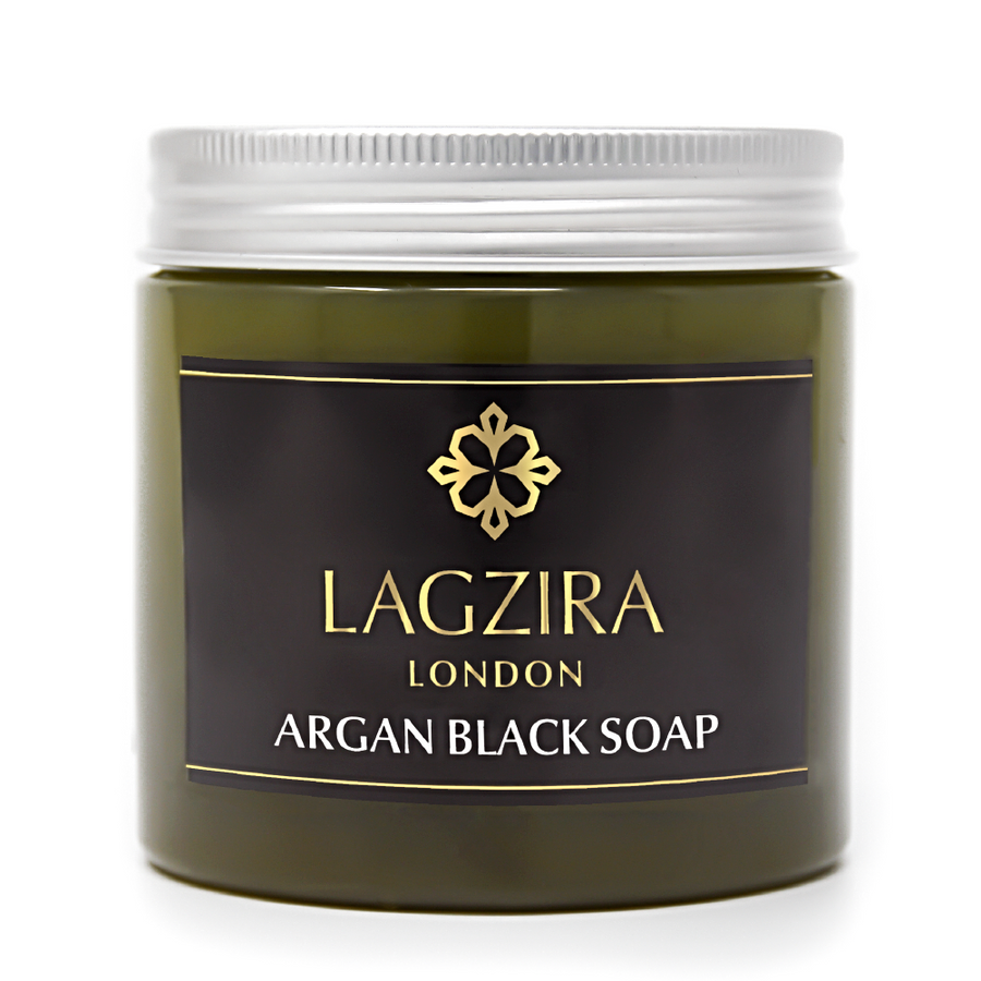 Organic Moroccan Beldi Black Soap With Argan Oil 200g - Lagzira London