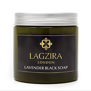 Organic Moroccan Beldi Black Soap With Lavender 200g - Lagzira London